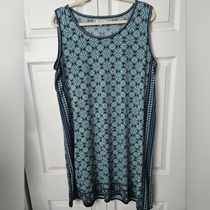 Max Studio Blue, Green And Black Patterned Sleeveless Dress